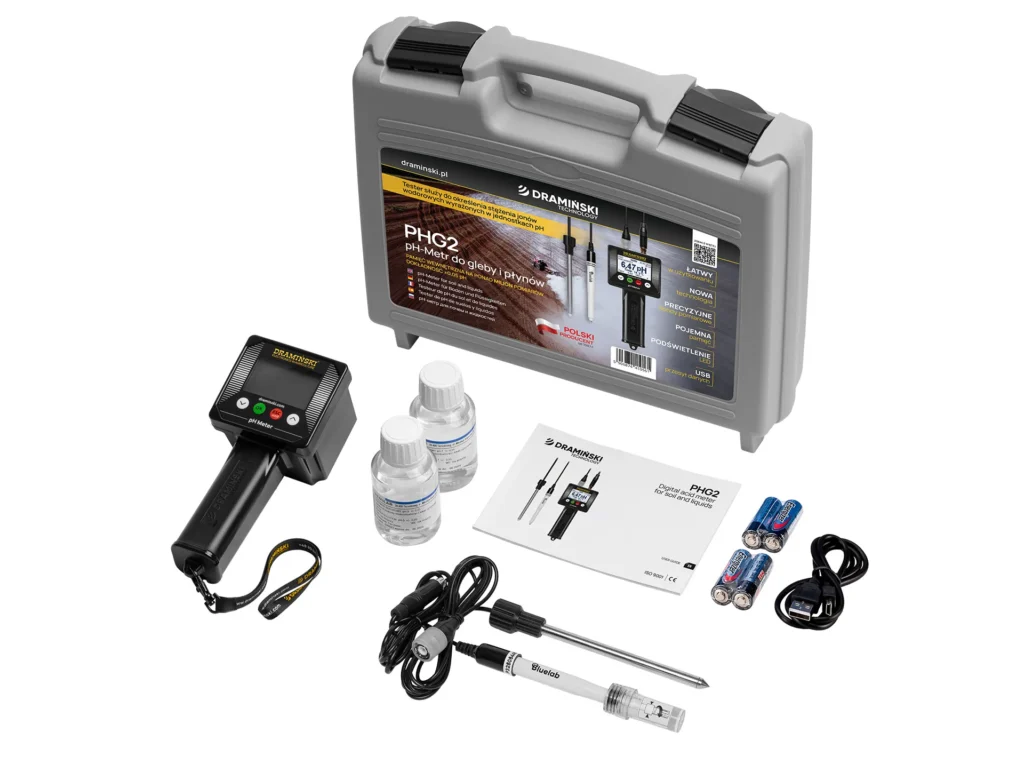 Kit PHG2 con dispositivo, sondas y soluciones tampón de calibración