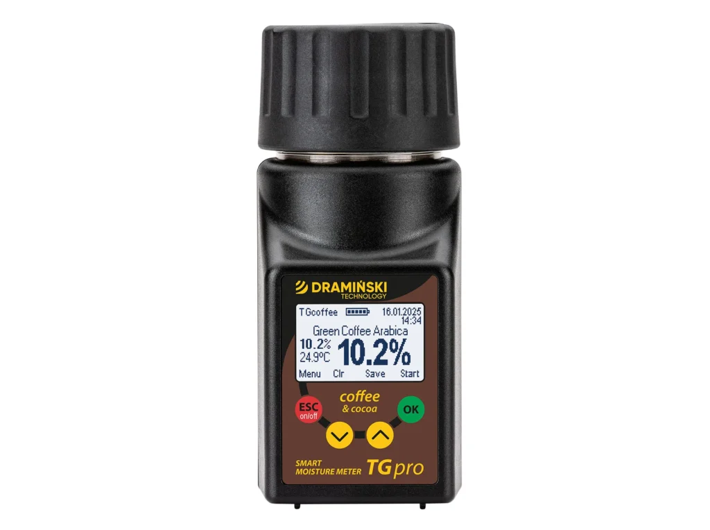 Medición de la humedad del café verde Arábica con TG Pro Coffee