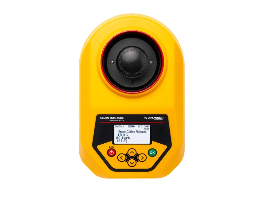 Medición de la humedad del café verde Robusta con el humidímetro GMDM2