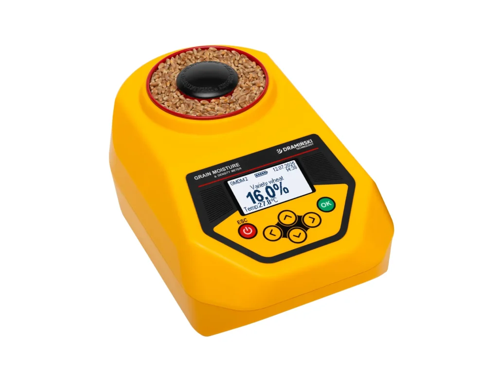 Humidímetro GMDM2 midiendo la humedad de diferentes variedades de trigo