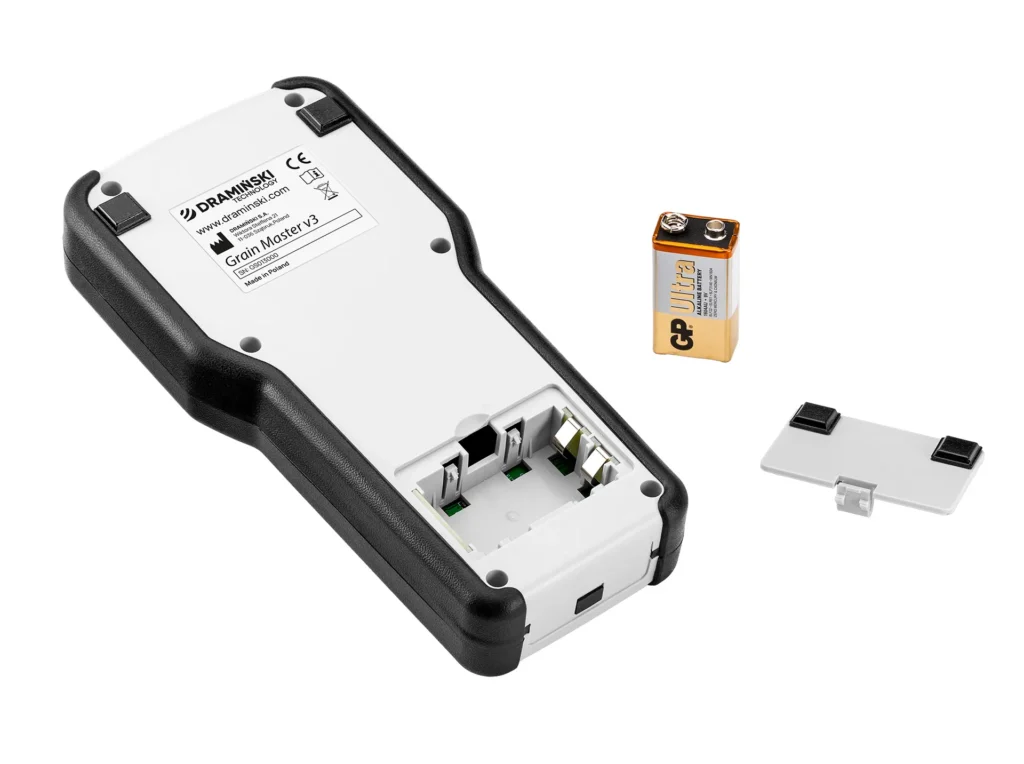 Humidímetro agrícola GMS v3 Dramiński – alimentación con pilas 9V