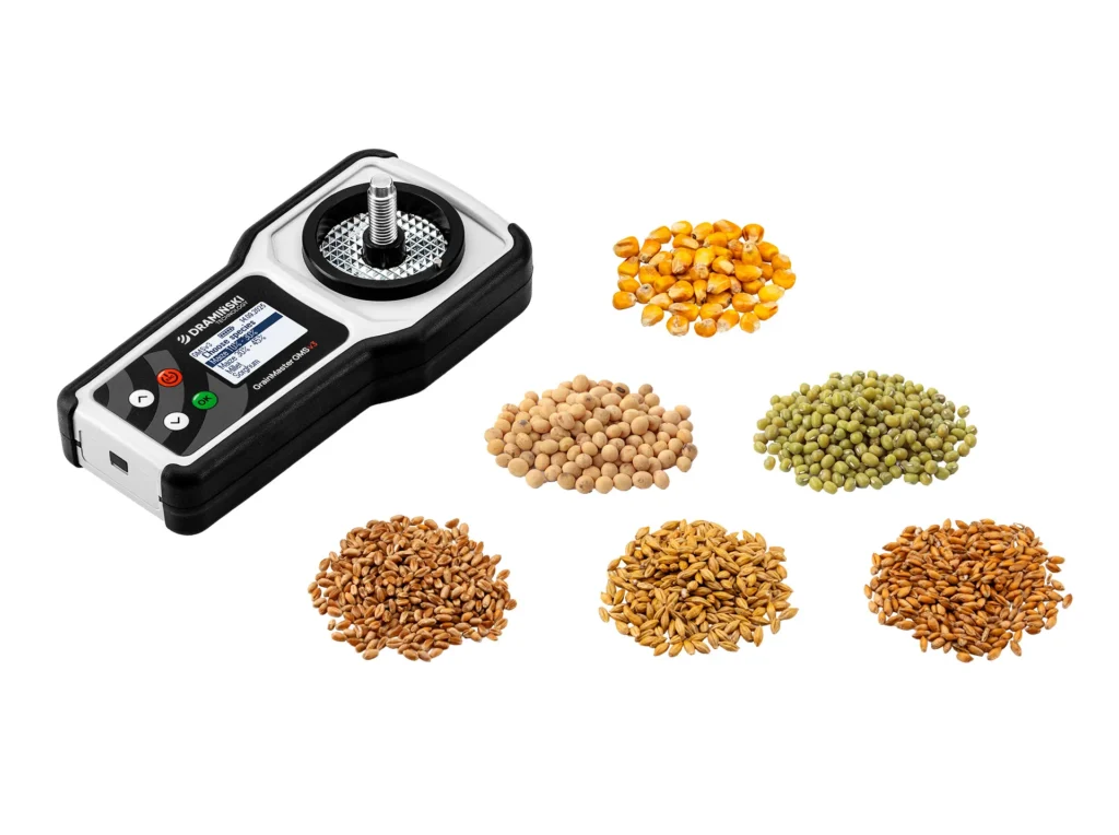 Humidímetro agrícola GMS v3 Dramiński para maíz, soja, avena, trigo, alforfón y cebada